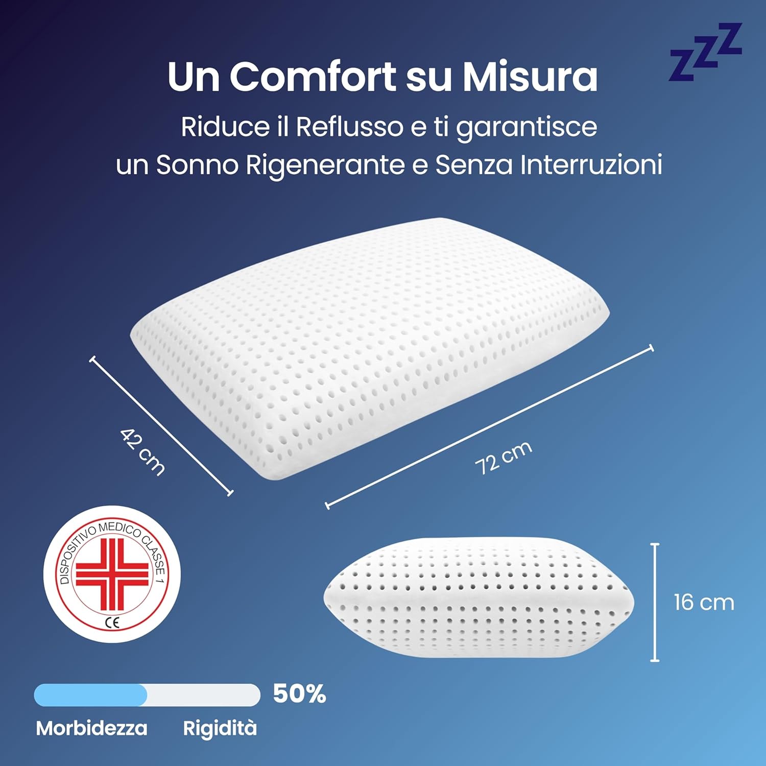 Coppia | Cuscino - Anti Reflusso-Morbido - Demetra - 72x42x16cm