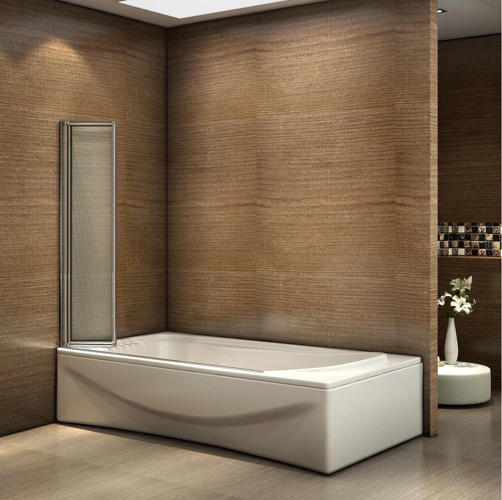 120x140 cm Sopravasca Parete Per Vasca 5 Antine Pieghevoli a Libro Vetro Temperato Trasparente Da 4 mm Telai Cromati Lucidi