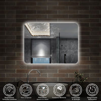 specchio 80 x 60 cm rettangolare con luce led e touch