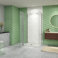 185 cm Box Doccia a Tre Lati Porta Pieghevole a Libro 110 cm Doppia Parete Fissa 80 cm Vetro da 6 mm Temperato Anticalcare Barra Stabilizzatrice 45 cm Cromo Lucido