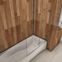 100x140 cm Sopravasca Parete Doccia Per Vasca Due Ante Pieghevoli in Vetro Temperato Trasparente 5mm Senza Telaio a Muro Cromo Lucido