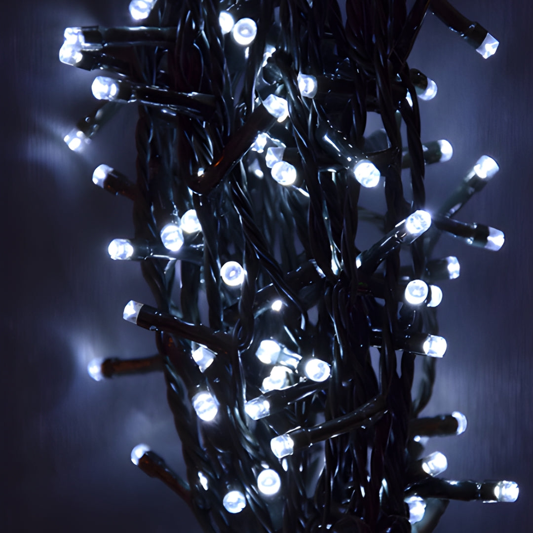 LUCI DI NATALE A LED 180LED BIANCO GHIACCIO INTERNO ESTERNO IP44 8 GIOCHI DI LUCI CON MEMORIA