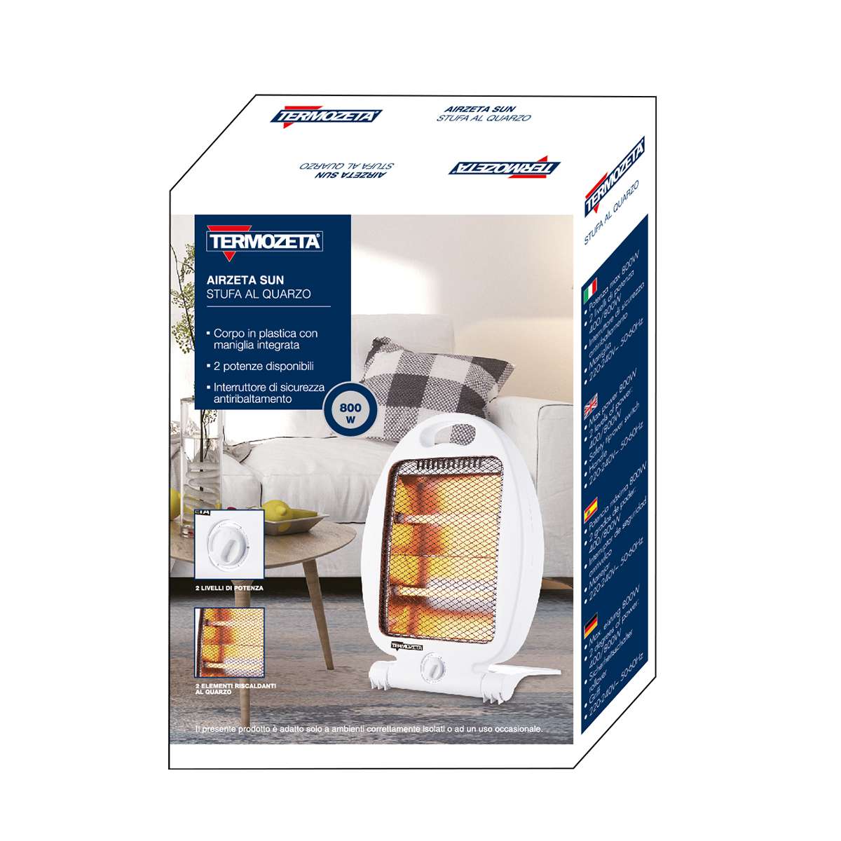 Stufetta Elettrica Basso Consumo Infrarossi Stufa Caldo Bagno TERMOZETA Alogena