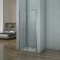 195 cm Porta Doccia per Nicchia Apertura Battente con Barra Stabilizzatrice Vetro 6 mm Temperato Trasparente Anticalcare Larga 100 cm