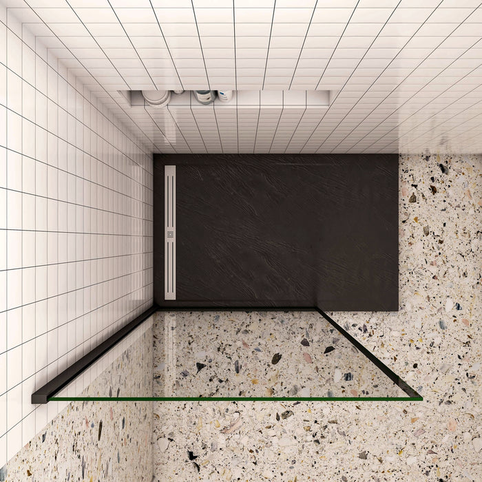 Walk In Parete Per Doccia Vetro Temperato 8 mm Anticalcare 80x200cm con Bordo Nero Serigrafato