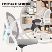 Sedia ufficio altezza alta - Mesh Drafting Chair - Altezza e Poggiapiedi Regolabili - braccioli regolabili - Capacità di Carico 120 kg - Grigio