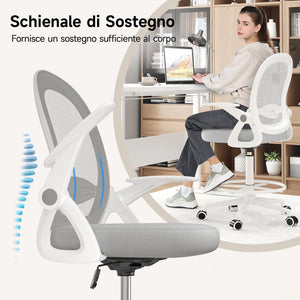 Sedia ufficio altezza alta - Mesh Drafting Chair - Altezza e Poggiapiedi Regolabili - braccioli regolabili - Capacità di Carico 120 kg - Grigio