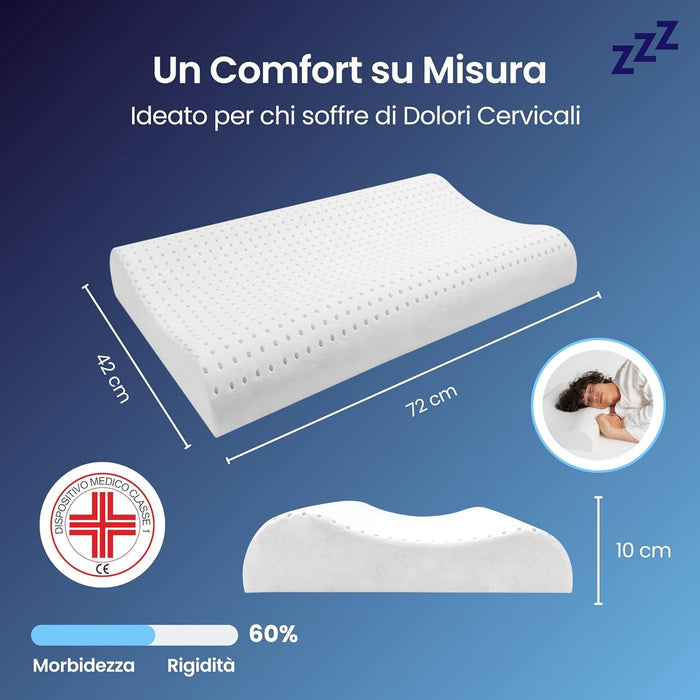 Coppia | Cuscino - Massaggiante - Cervicale - Stop al Dolore - Era - 72x42x10/8/9cm