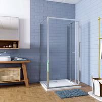 185cm Box Doccia a Tre Lati Porta a Soffietto 76cm con Doppia Parete Fissa 70x70cm in Vetro Temperato Trasparente 5 mm Profilo Cromo Lucido