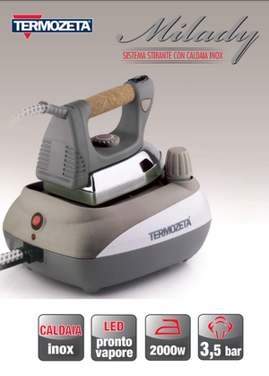 Termozeta Ferro da Stiro con Caldaia Termozeta 74358T manico in sughero regolazione Temperatura e Vapore
