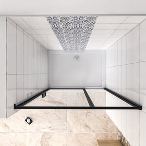 120x185 cm Box Doccia per Nicchia Porta Battente Verso Esterno in Vetro Temperato Trasparente Anticalcare 6 mm Profilo Nero Opaco