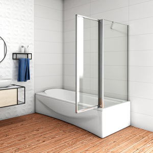 120x140cm Parete Doccia Sopravasca Angolare 2 Ante Pieghevoli Vetro 4 mm con Parete Laterale 60cm Vetro Temperato 6 mm Trasparente Telai Cromi Lucidi