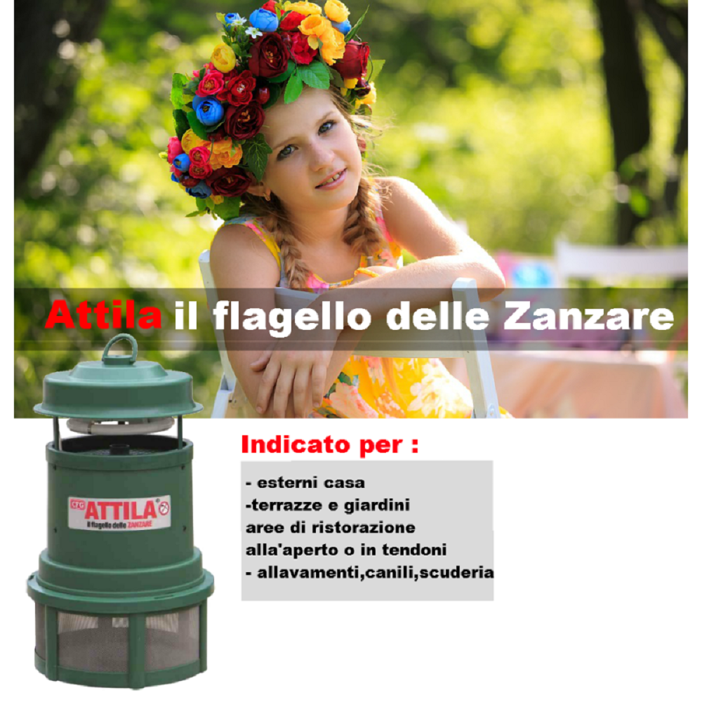 CFG Attila Lampada Anti Insetto, ZANZARE Comuni, Mosche ECC CERTIFICATA per Uso Esterno. Protegge Fino A 1200MQ MOD. H041