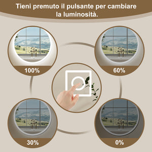 AICA Specchio Da Bagno Rotondo Da 70cm con LED, Antiappannamento, 3 Temperature Colore