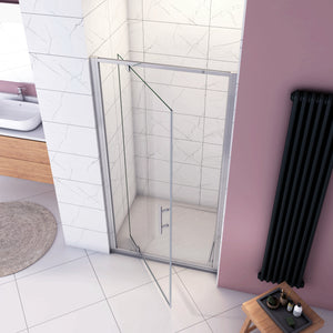 185 cm Box Doccia per Nicchia Porta Girevole Battente Vetro Temperato 5 mm Trasparente  Profili Cromati Lucidi Misura 90 cm