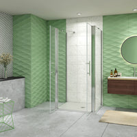 185 cm Box Doccia a Tre Lati Porta Battente Saloon 100 cm Doppia Parete Fissa 90 cm Vetro da 6 mm Temperato Anticalcare Barra Stabilizzatrice 45 cm Cromo Lucido