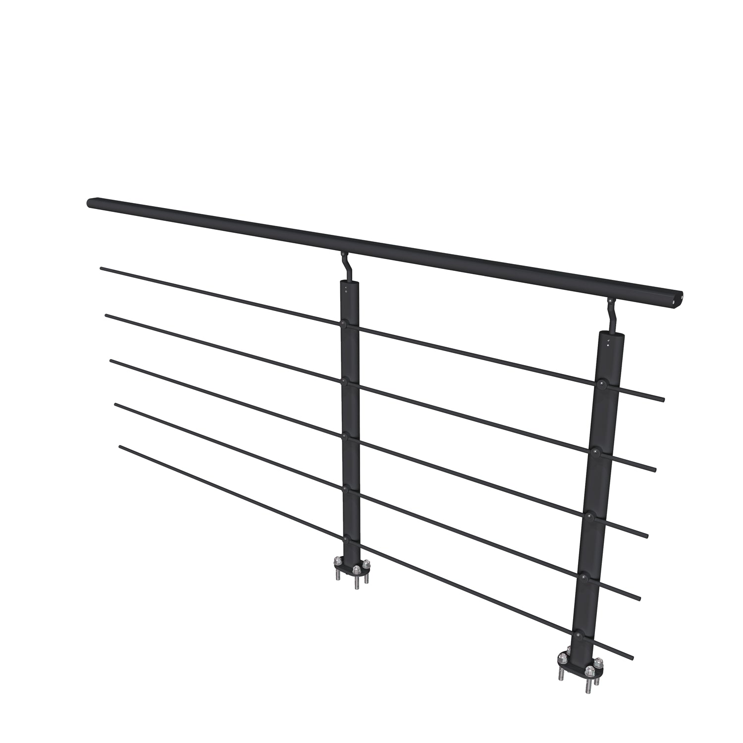 Ringhiera Parapetto in Alluminio Nero Opaco 200x100cm per interni ed esterni a Fissaggio a Pavimento