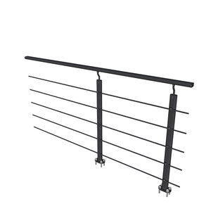 Ringhiera Parapetto in Alluminio Nero Opaco 200x100cm per interni ed esterni a Fissaggio a Pavimento