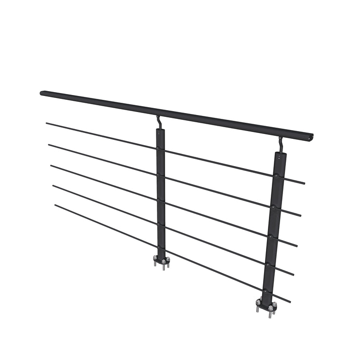 Ringhiera Parapetto in Alluminio Nero Opaco 200x100cm per interni ed esterni a Fissaggio a Pavimento