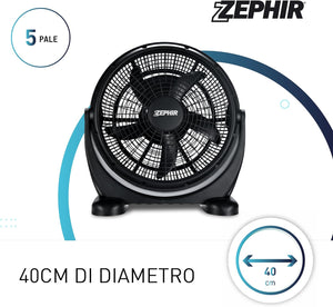 Zephir ZBF04CM Ventilatore da Pavimento, Nero