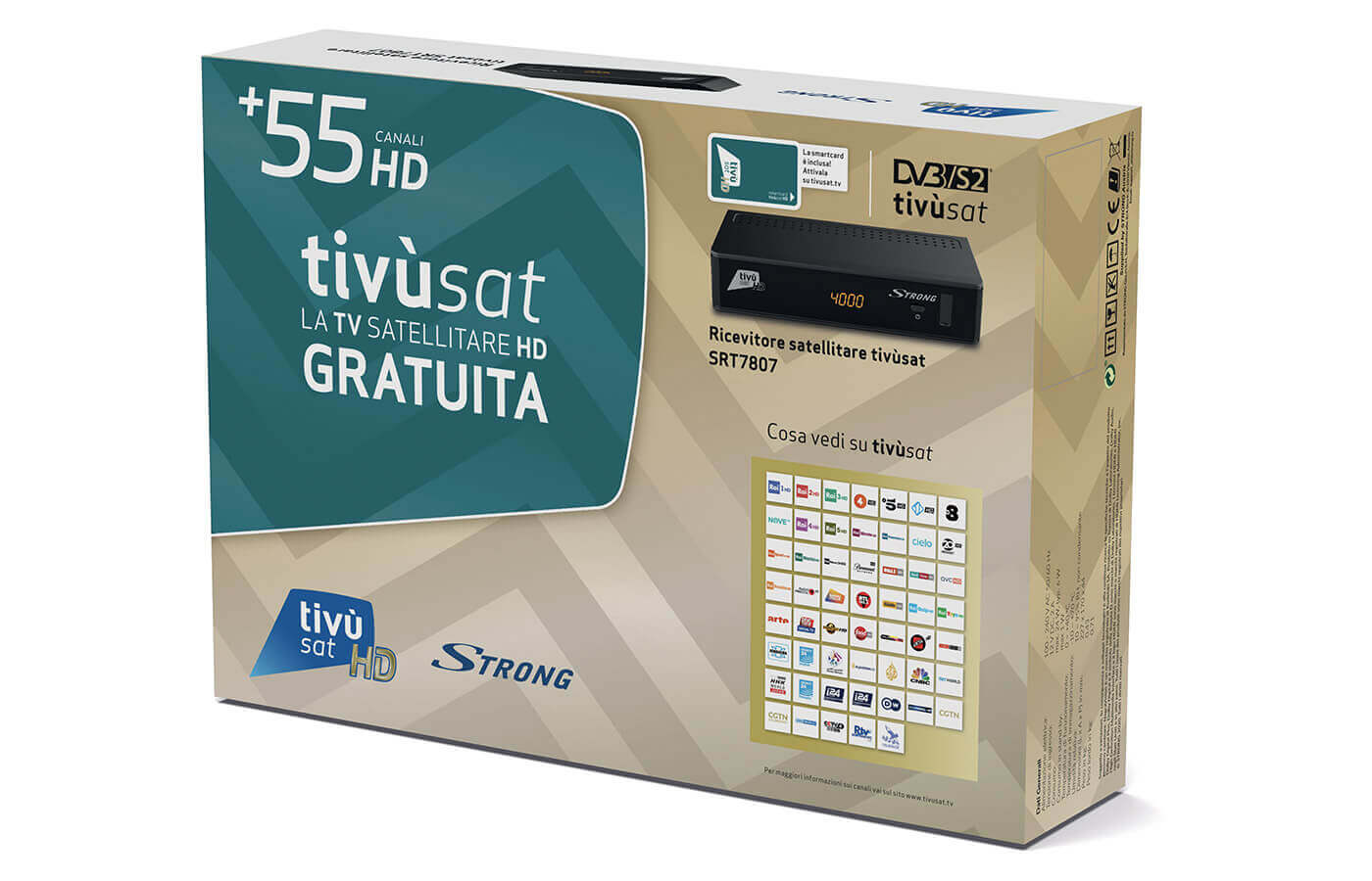 STRONG Decoder Satellitare SRT7807TIVU Tivùsat HD con Scheda Tivùsat Inclusa Funzioni Smart Tanta TV in HD Facile da Usare Nero