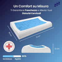 Coppia | Cuscino - Gel- Cervicale - Stop al Sudore - Termoregolatore - Kratos - 72x42x12/8/9cm