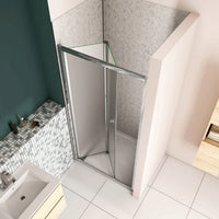 185 cm Box Doccia per Nicchia Porta a Soffietto 96 cm Vetro Temperato 5 mm Satinato Opaco Profilo Cromato Lucido