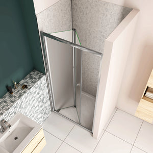 185 cm Box Doccia per Nicchia Porta a Soffietto 96 cm Vetro Temperato 5 mm Satinato Opaco Profilo Cromato Lucido