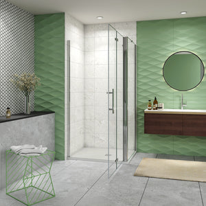 185 cm Box Doccia Angolare Porta Battente Pieghevole 80 cm Parete Fissa 80 cm Vetro da 6 mm Temperato Anticalcare Barra Stabilizzatrice 45 cm Cromo Lucido