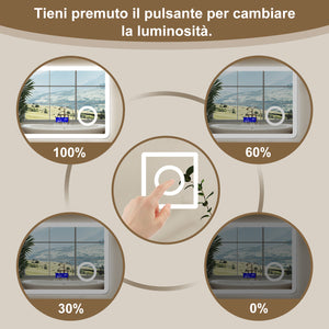 Aica Specchio da bagno bluetooth 80x60cm con antiappannamento + dimmerabile + 3 colori + ingrandimento 3X