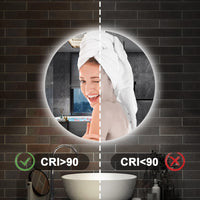 Specchio bagno Rotondo 80 cm con led. Dimmerabile + Touch Control + Bordo non sabbiato + IP44