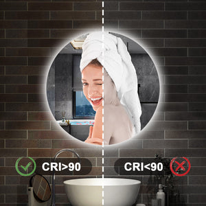 Specchio bagno Rotondo 80 cm con led. Dimmerabile + Touch Control + Bordo non sabbiato + IP44