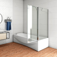 120x140cm Parete Doccia Sopravasca Angolare 2 Ante Pieghevoli con Parete Laterale 60 cm Vetro Temperato 6 mm Trasparente Anticalcare Cromato Lucido