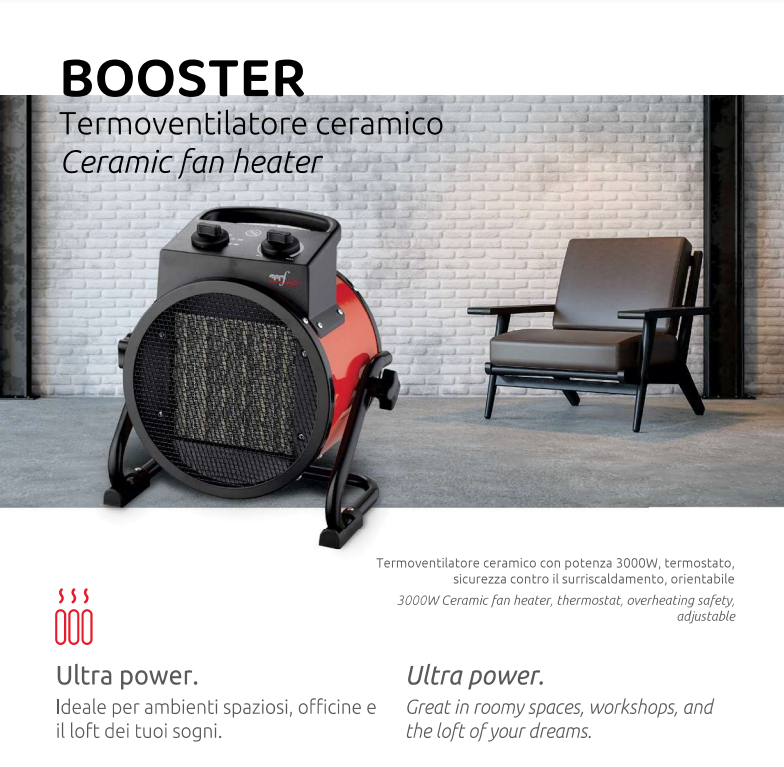 Termoventilatore ceramico Melchioni Family Booster 158640028 3000W aria calda ed una di aria fredda