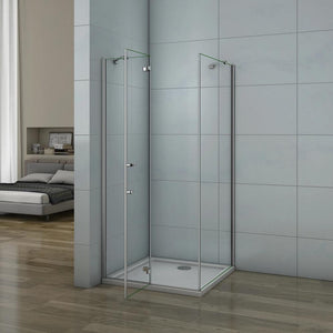 100x70x195 cm Box Doccia Angolare Porta Battente Più Parete Fissa Vetro 6 mm Temperato Anticalcare Trasparente Telaio Cromo Lucido