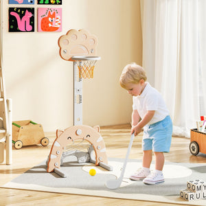 Set da gioco per attivit¨¤ interno e esterno con altezza regolabile, 3 in 1 canestro da basket per bambini di basket Mocha-Giocattoli sportivi