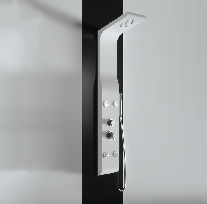 Pannello doccia idromassaggio in ABS verniciato a polvere finitura bianco opaco
