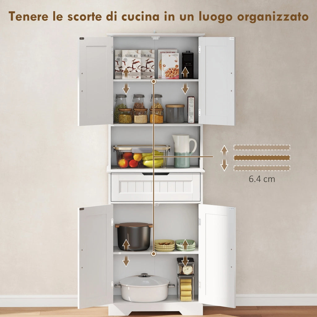 Credenza Cucina con Ante e Cassetto, Bianco ¨C zephmum ¨C 80x85x40