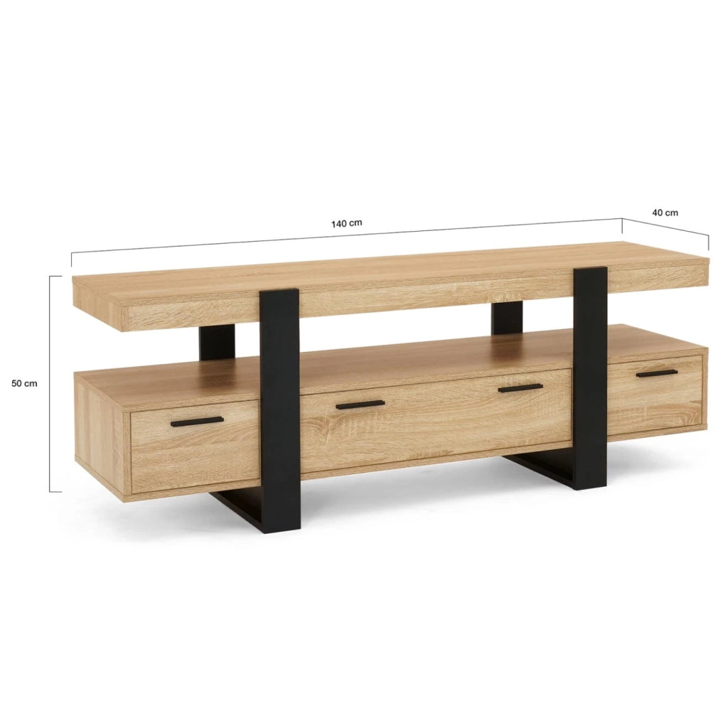 IDMarket - Porta TV PHOENIX 140 cm con cassetti in legno e nero
