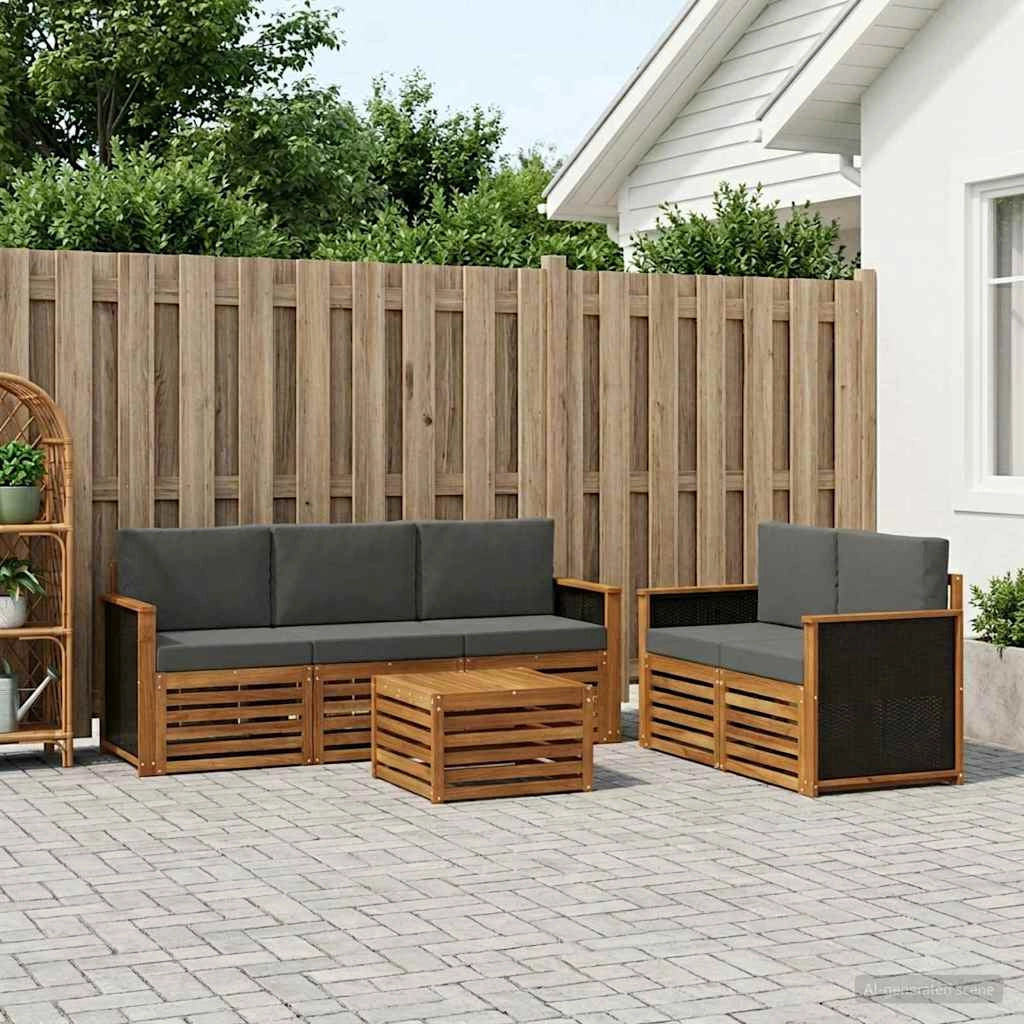 Set di divani da esterno 6 pz Naturale e Antracite 3384013