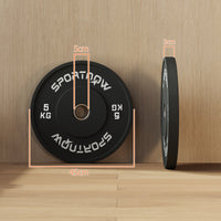 Set 2 Dischi Pesi da 5kg in Gomma con Foro da 2"/5 cm per Manubri e Bilancieri Nero