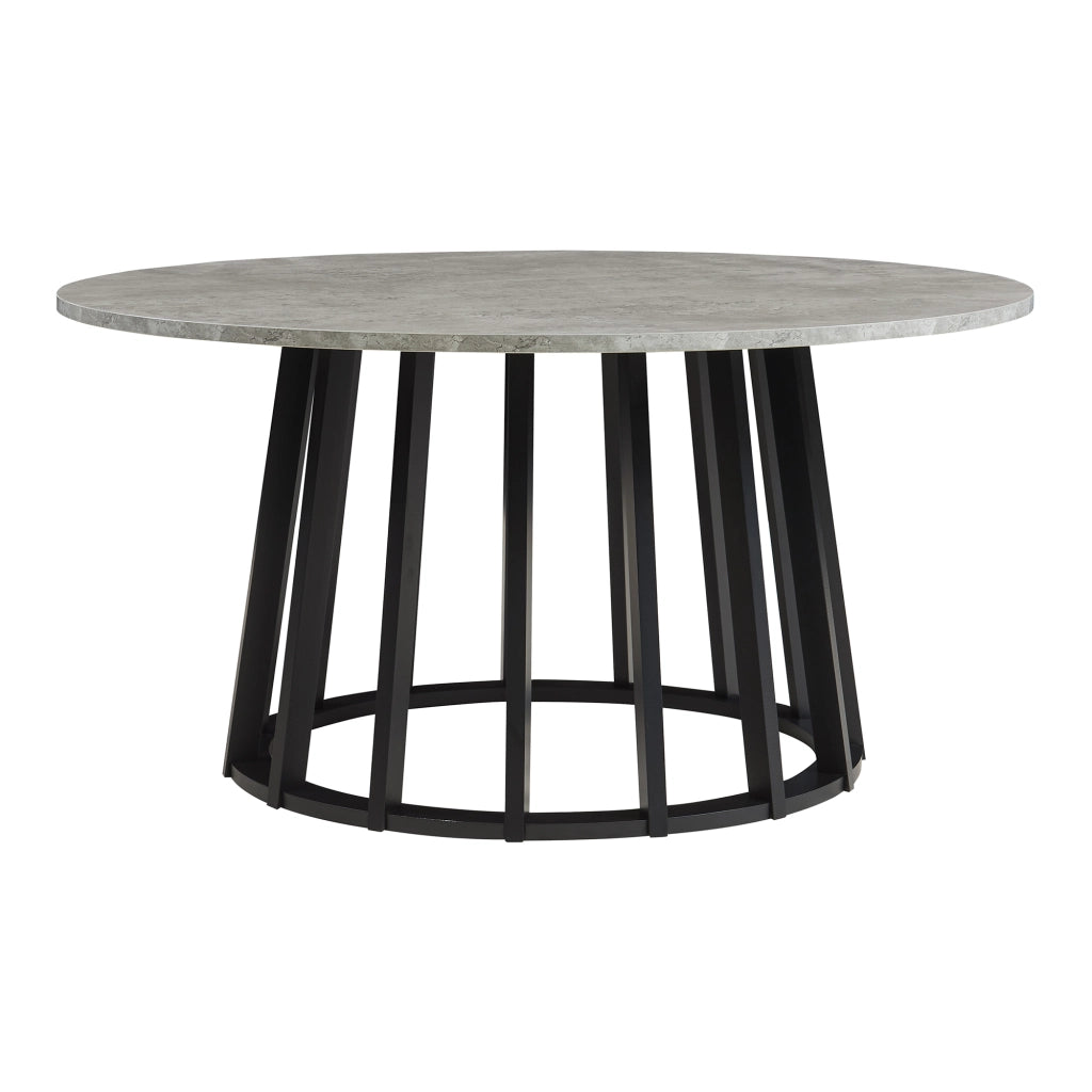 Tavolino Rotondo da Caffè Buzzard Ø90x45 cm - Nero / Effetto Cemento [en.casa]