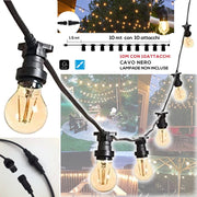 Trade Shop - Catena Luminosa Led Catenaria Con 10 Portalampade E27 10mt Prolungabile Ip54 -