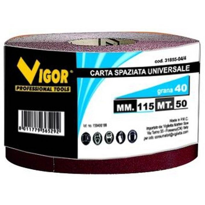 Vigor 3185515 Carta Spaziata Universale 115 mm 50 metri grana 150 colore Universale
