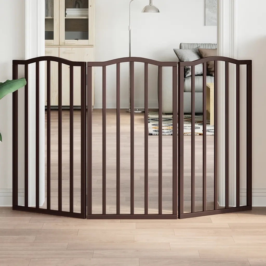 Cancello Cani Pieghevole 3 Pannelli Rovere Marrone 150cm Pioppo CFW7519364