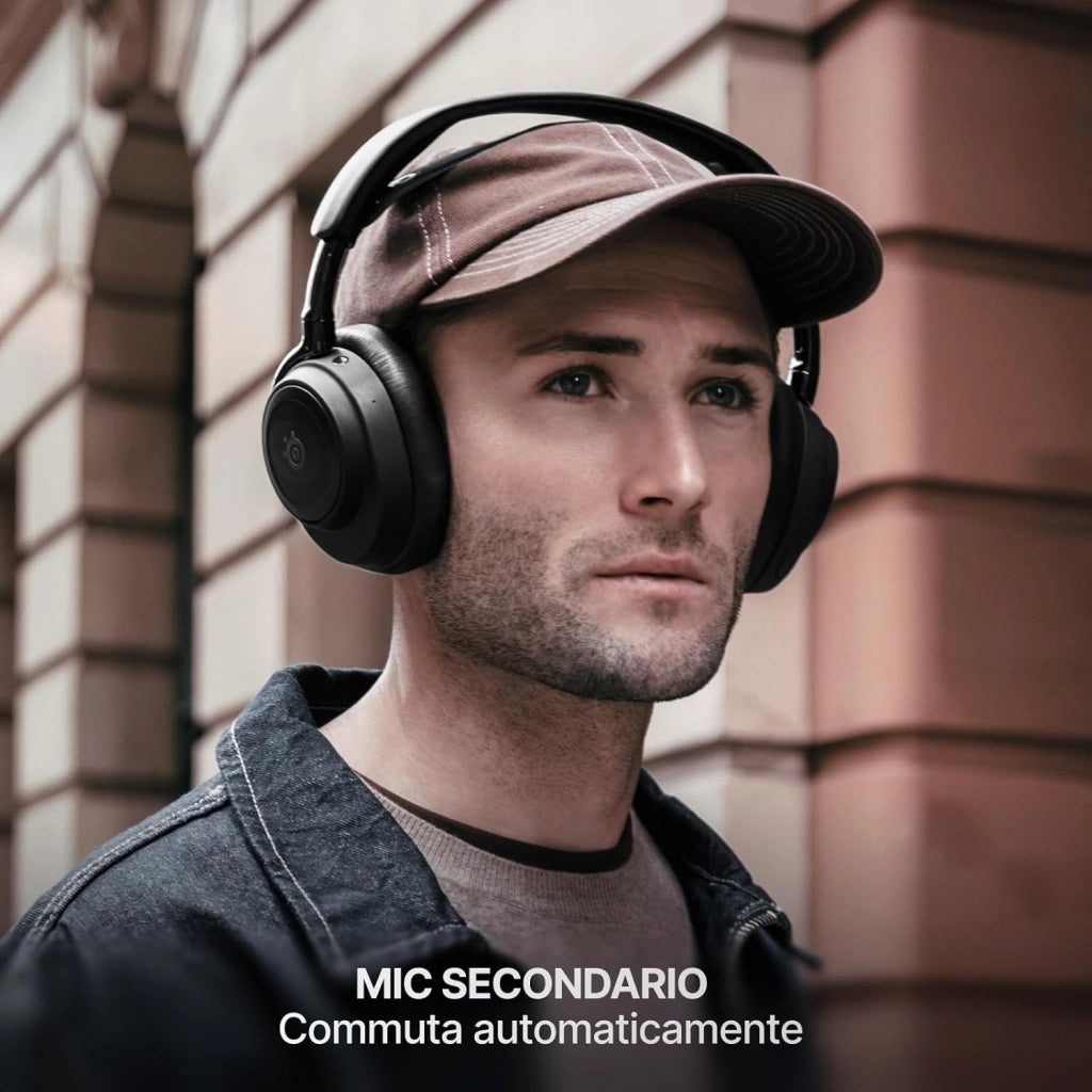 Arctis Nova Elite - Cuffie da gaming wireless - 96kHz/24bit - Speaker in fibra di carbonio - ANC - Eliminaz. rumore con IA - App - 2,4GHz + BT - Multisource; OmniPlay PC+PS+Xbox - Nero