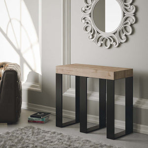 Consolle Allungabile in Legno e Ferro H77x40x90/300cm Sintesi Rovere Classica