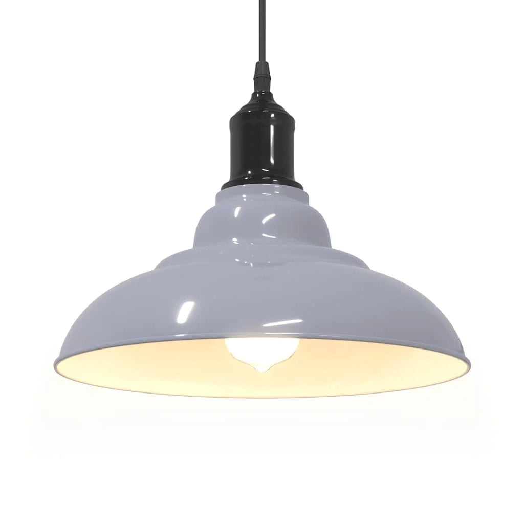 Lampada a sospensione vintage regolabile altezza 31 x 13 cm stile moderno per cucina o soggiorno metallo grigio lucido 02_0058005