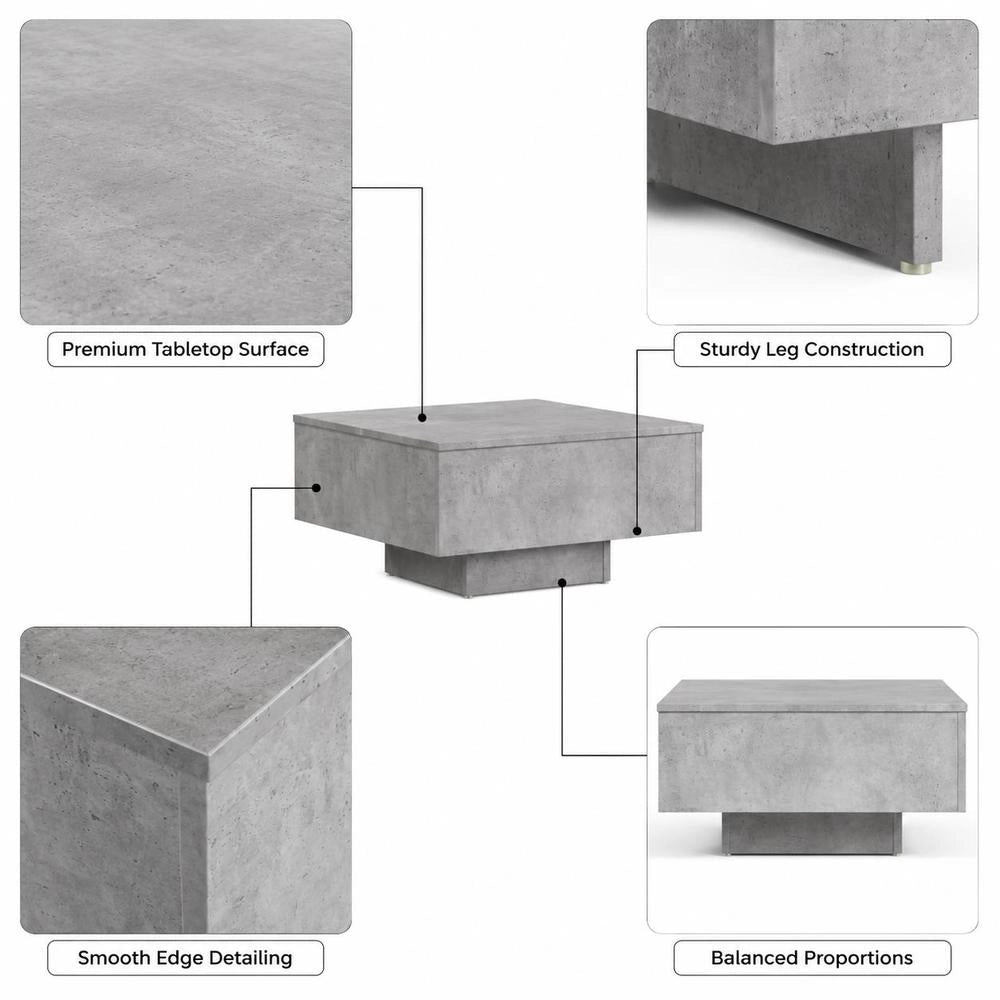 Coffee Table Concrete Grey 60x60x31.5 Cm Wood Material