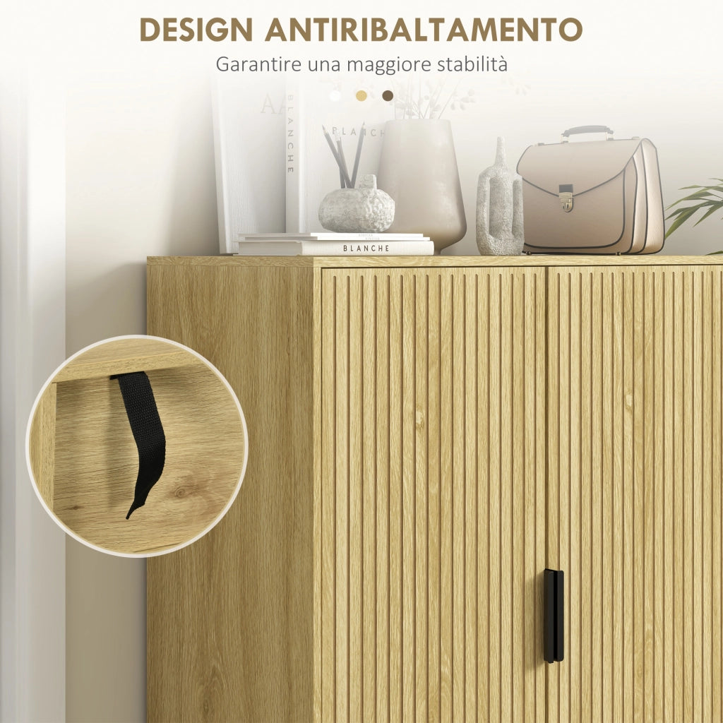 Armadio Scarpiera per 15 Paia di Scarpe con 4 Ripiani Regolabili ¨C zephmum ¨C Rovere 80x38x110cm